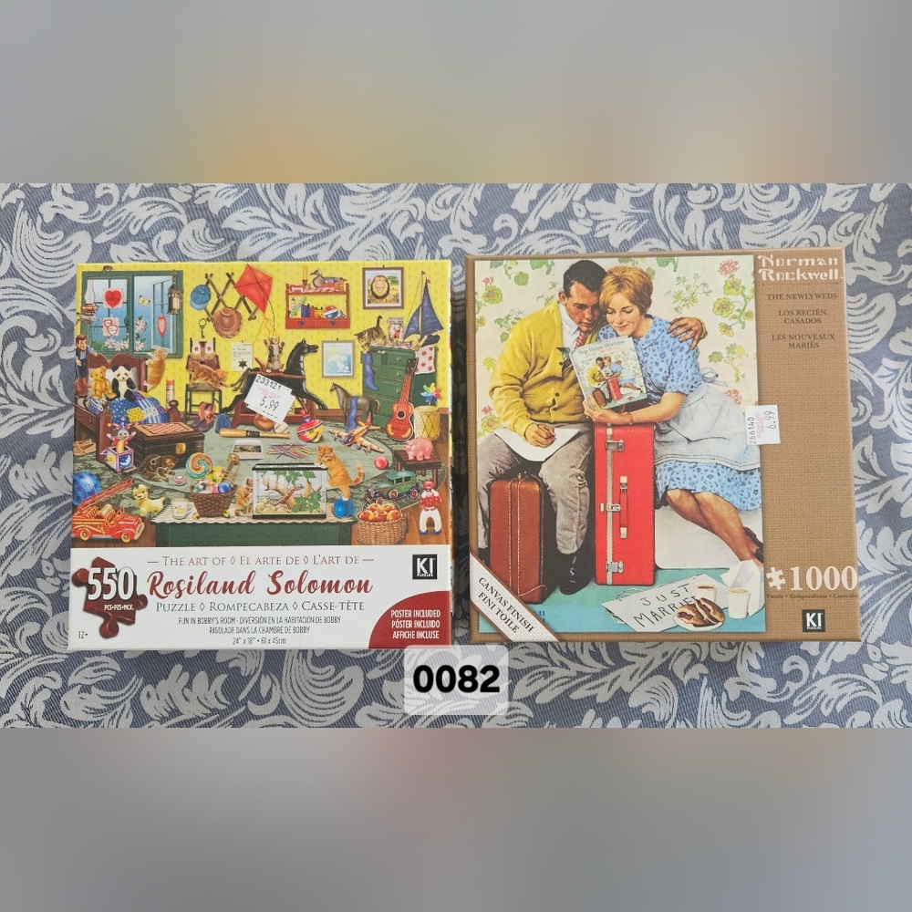 Vintage Puzzle Set with Art and Romance Themes